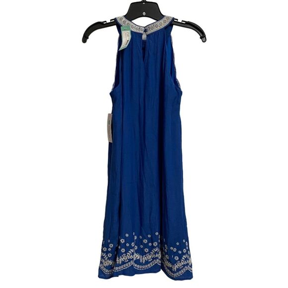 NWT THML Vittoria Embroidered Sleeveless Dress Lined Size S Cobalt Blue Scallop - Picture 2 of 12